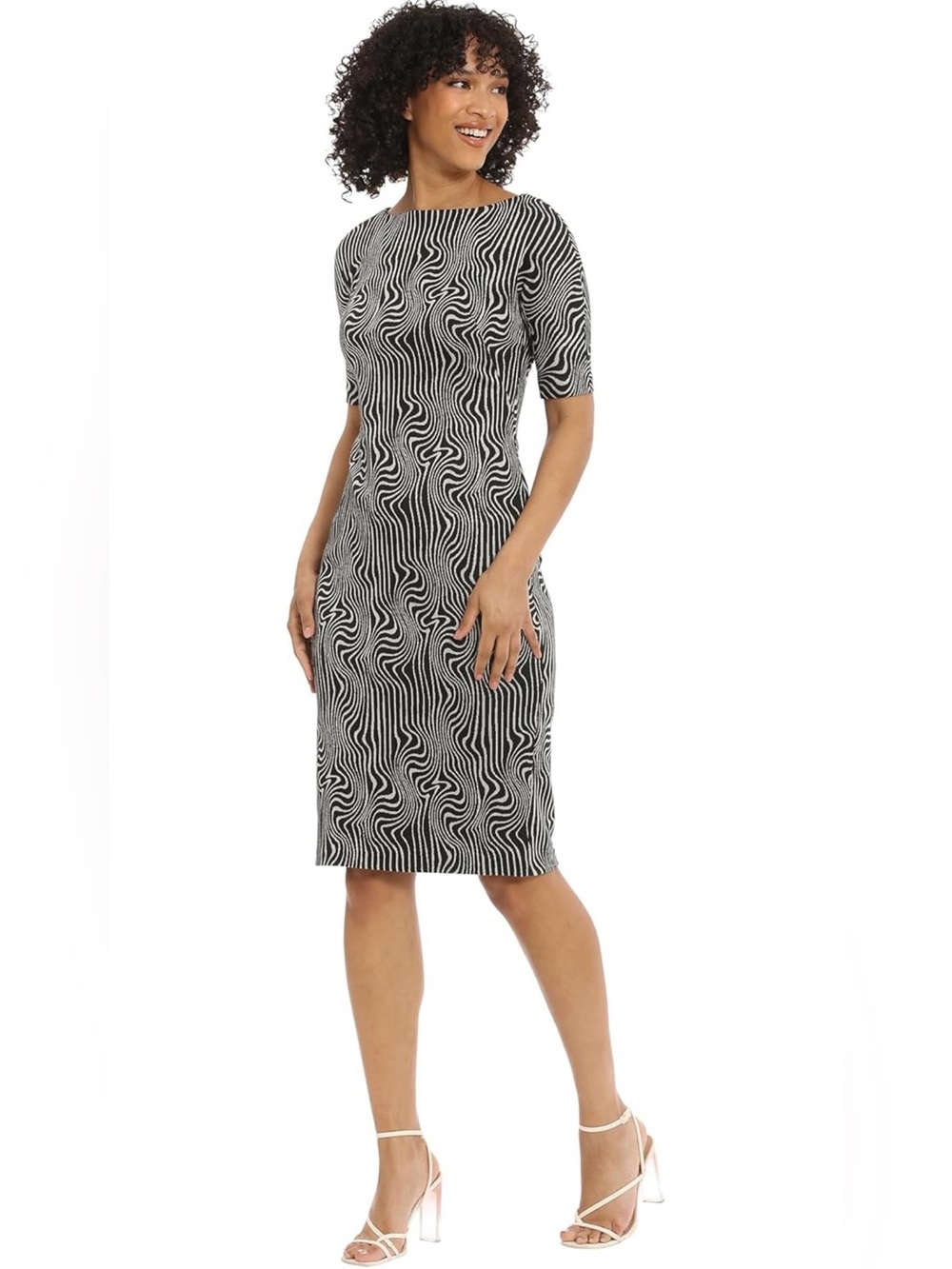 Black & White Midi Sheath Dress - Picture 2 of 4